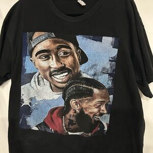 HUF Black Crew Neck Tee featuring Tupac and Nipsy Hussle